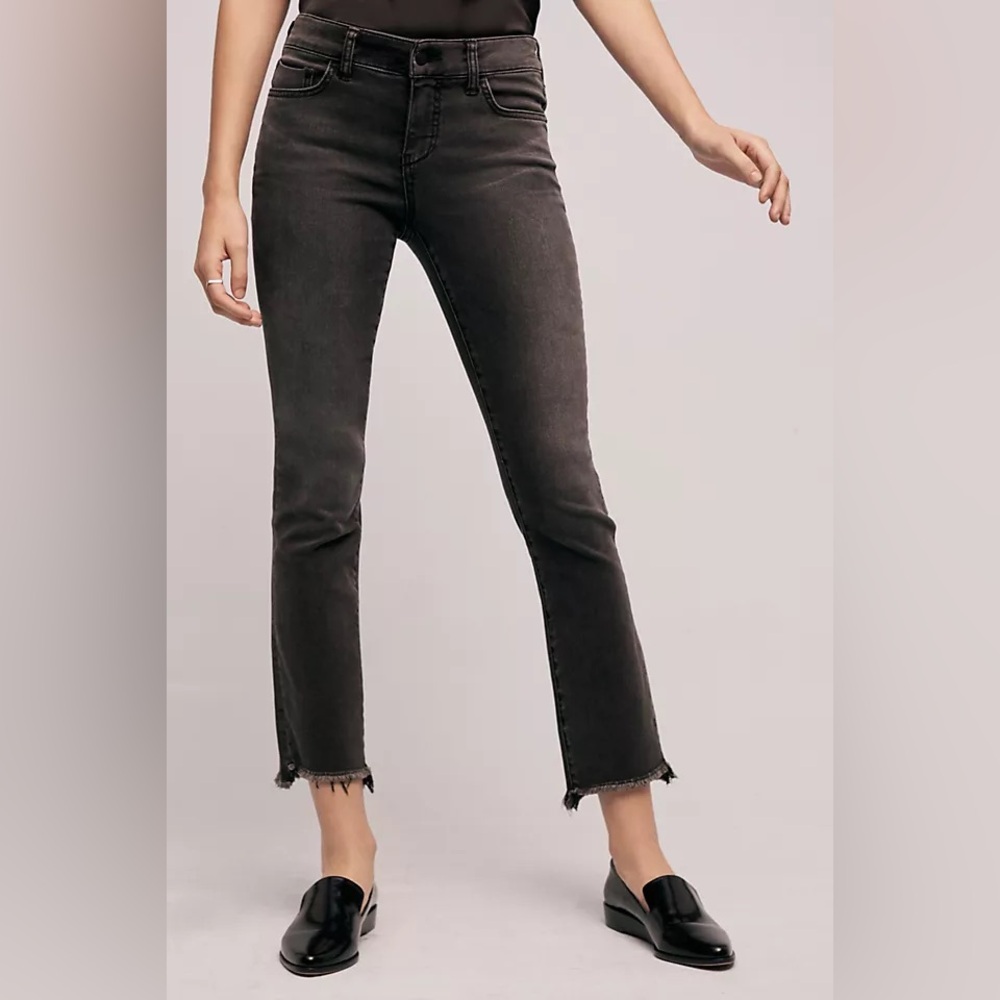 Pilcro & The Letterpress Jeans 30 Black Parallel Raw Hem Anthropologie